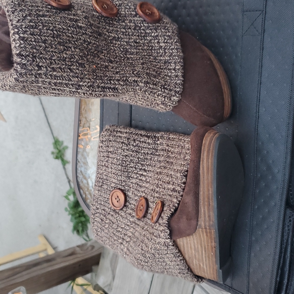 Brown Wedge Ankle Booties